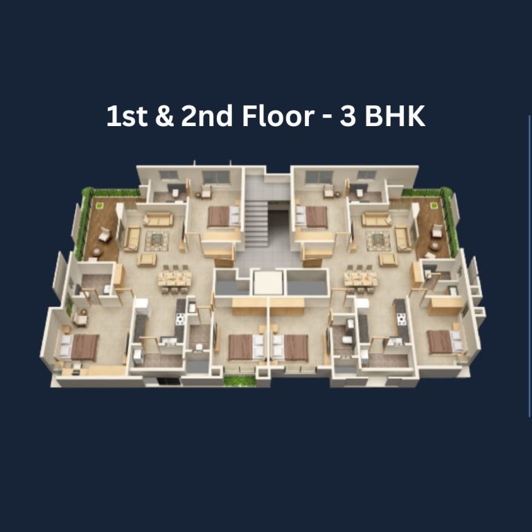 1st and 2nd Floor Plan - 3 BHK